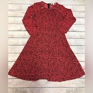 ❤️ Valentines Day-Michael Kors Red Patterned Women’s Medium Long Sleeve Dress❤️